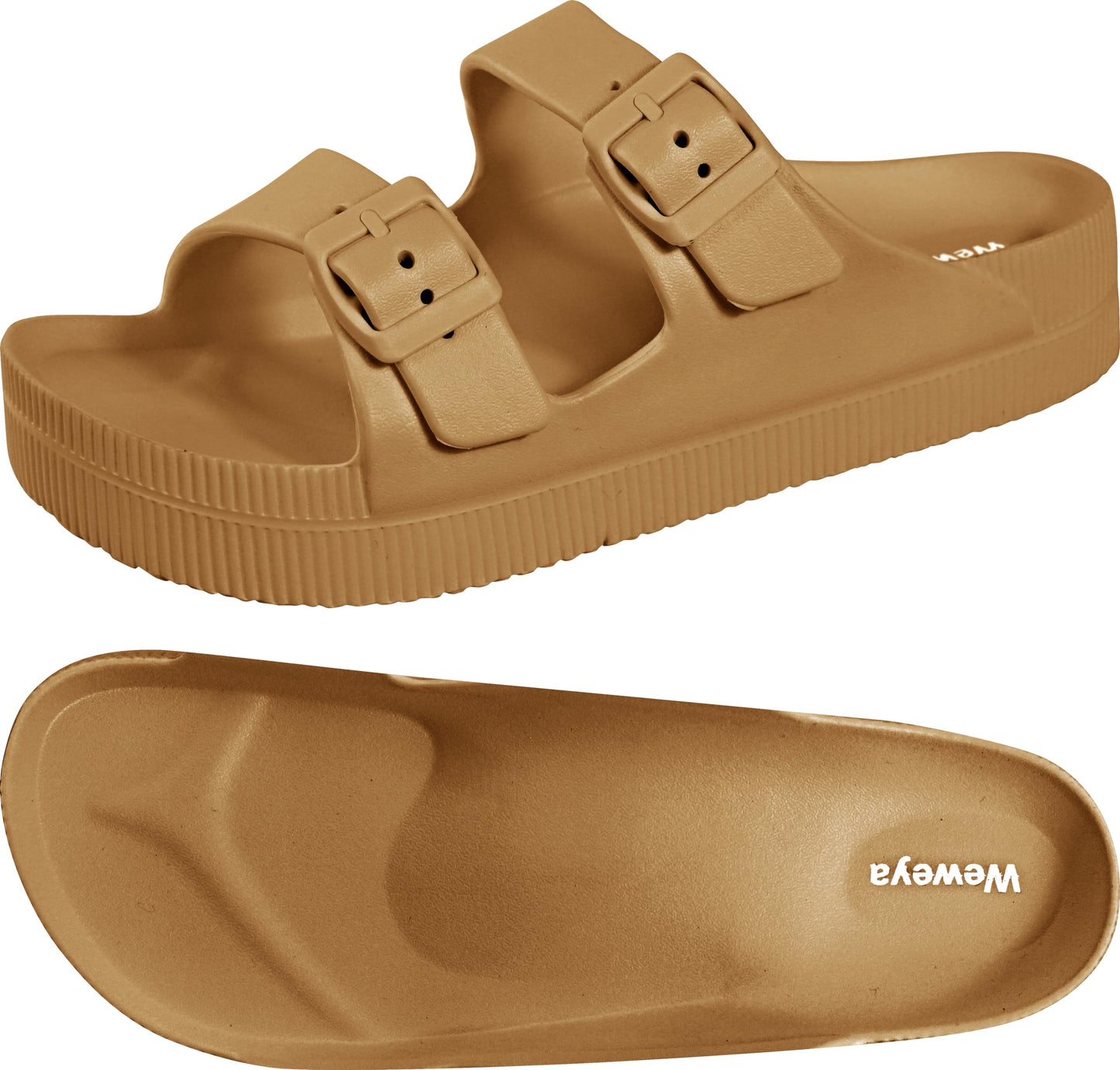 Weweya Arch Support Womens Sandals Platform Recovery Sandals for Women Adjustable Buckle Sandals Brown Size 11