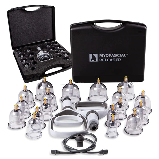 Professional Cupping Therapy Set - 18 Multi-Sized Vacuum Cups with Two Hand Pumps and Detailed Cupping Book - Massage Cupping Set for Massage Therapists