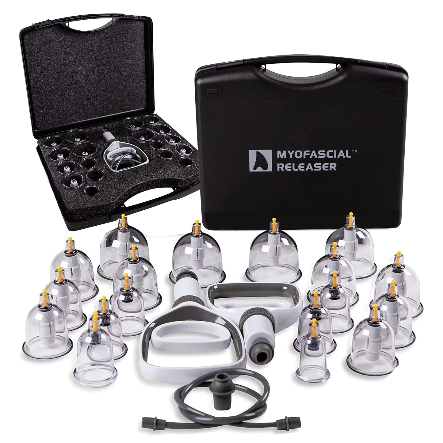 Professional Cupping Therapy Set - 18 Multi-Sized Vacuum Cups with Two Hand Pumps and Detailed Cupping Book - Massage Cupping Set for Massage Therapists