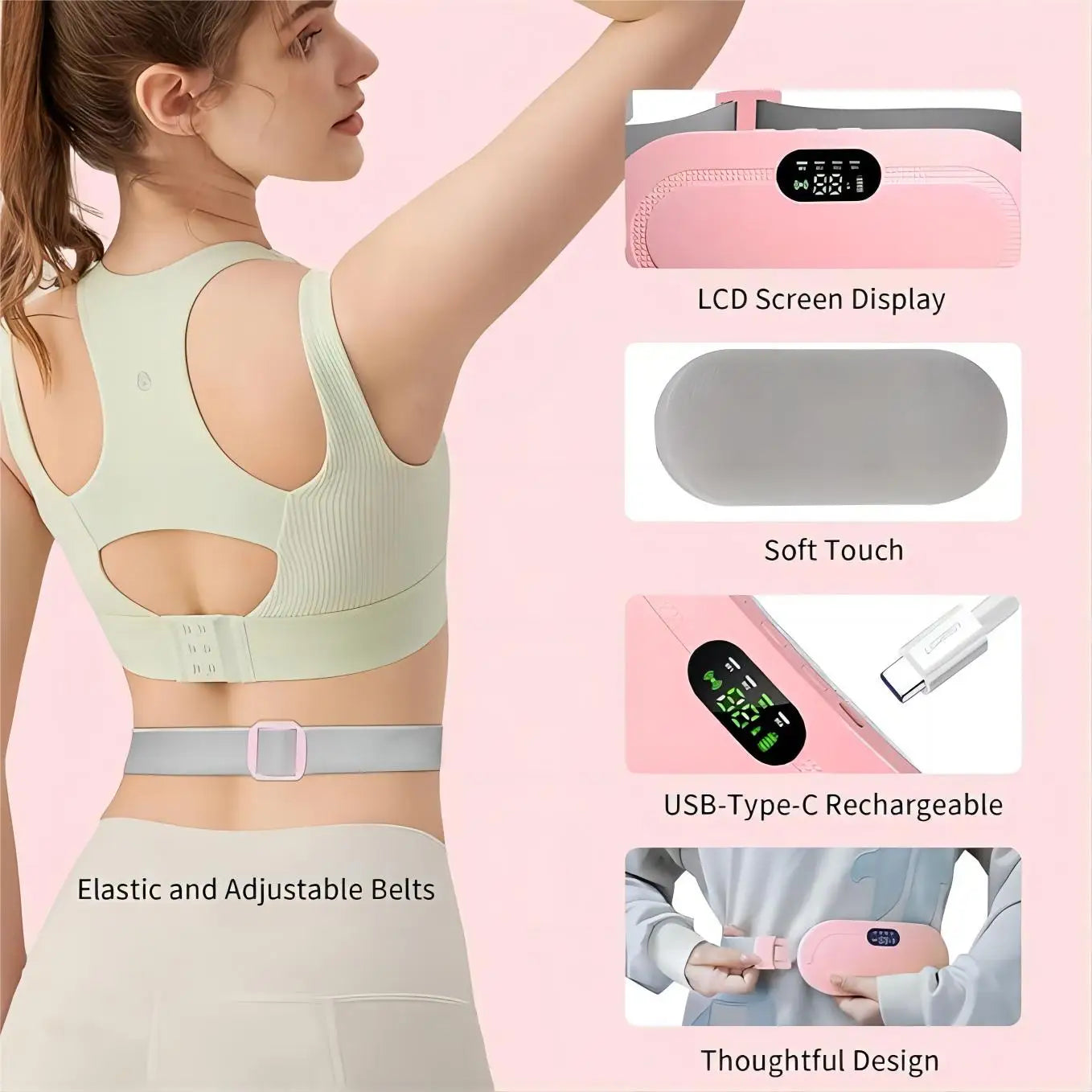 Cordless Heating Pad with belt for Menstrual pain