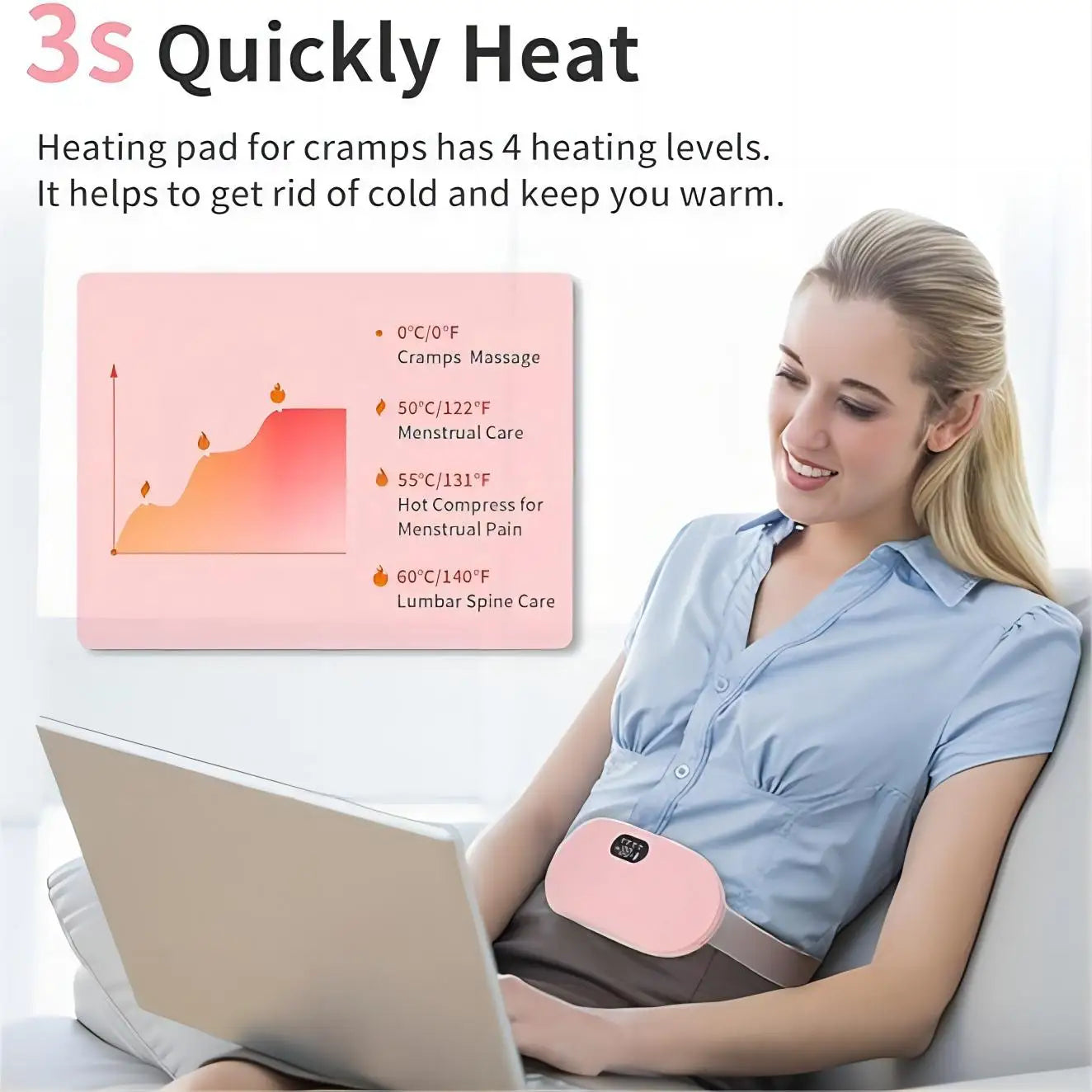 Cordless Heating Pad with belt for Menstrual pain
