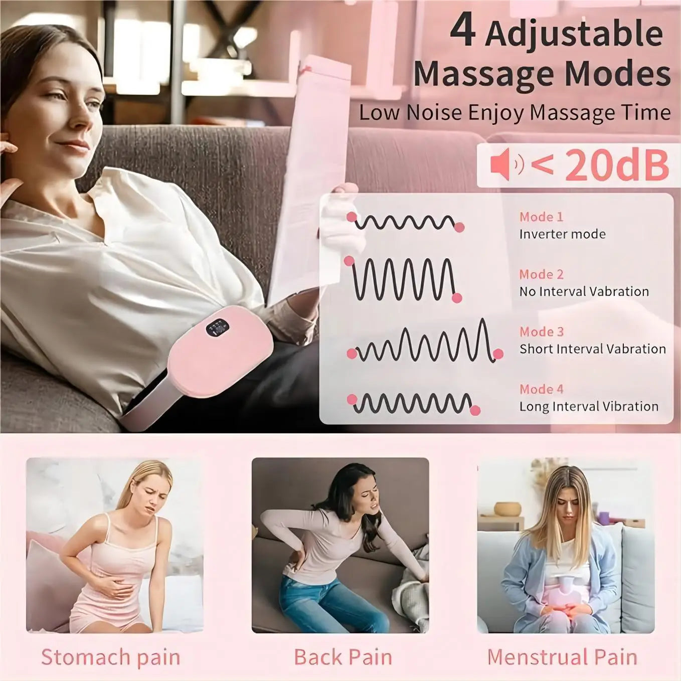 Cordless Heating Pad with belt for Menstrual pain