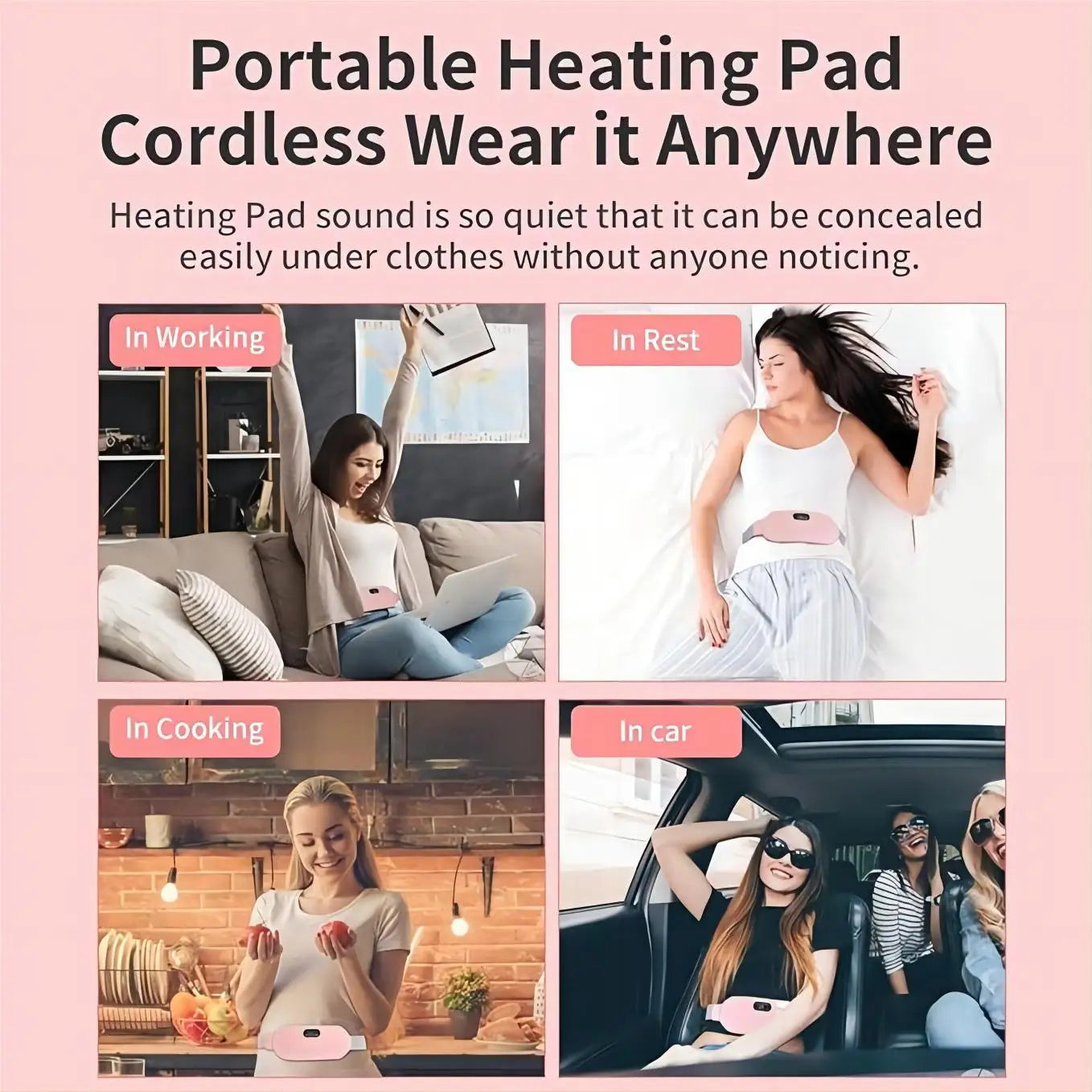 Cordless Heating Pad with belt for Menstrual pain